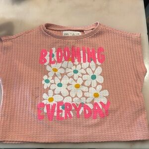 Zara Kids Pink Floral Graphic Tee
